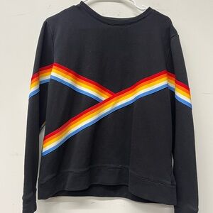Lea & viola Black Sweatshirt with Rainbow Stripe